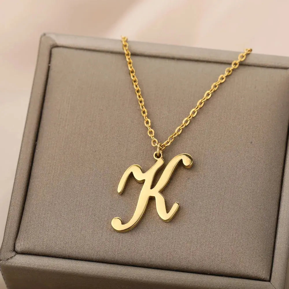 Dainty Initial Letter Necklaces For Women Gold Color Minimalist  Stainless Steel Initial Necklace Femme Wedding Jewelry Gift Smart_Life_Tech