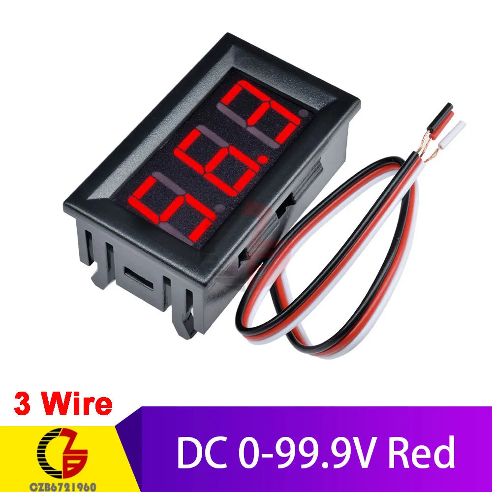 2 3 Wires 0.56" LED Digital Voltmeter Voltage Meter Car Motorcycle Volt Tester Detector DC 12V Capacity Monitor Red Green Blue