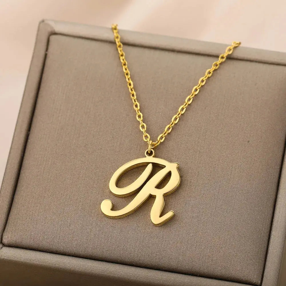 Dainty Initial Letter Necklaces For Women Gold Color Minimalist  Stainless Steel Initial Necklace Femme Wedding Jewelry Gift Smart_Life_Tech