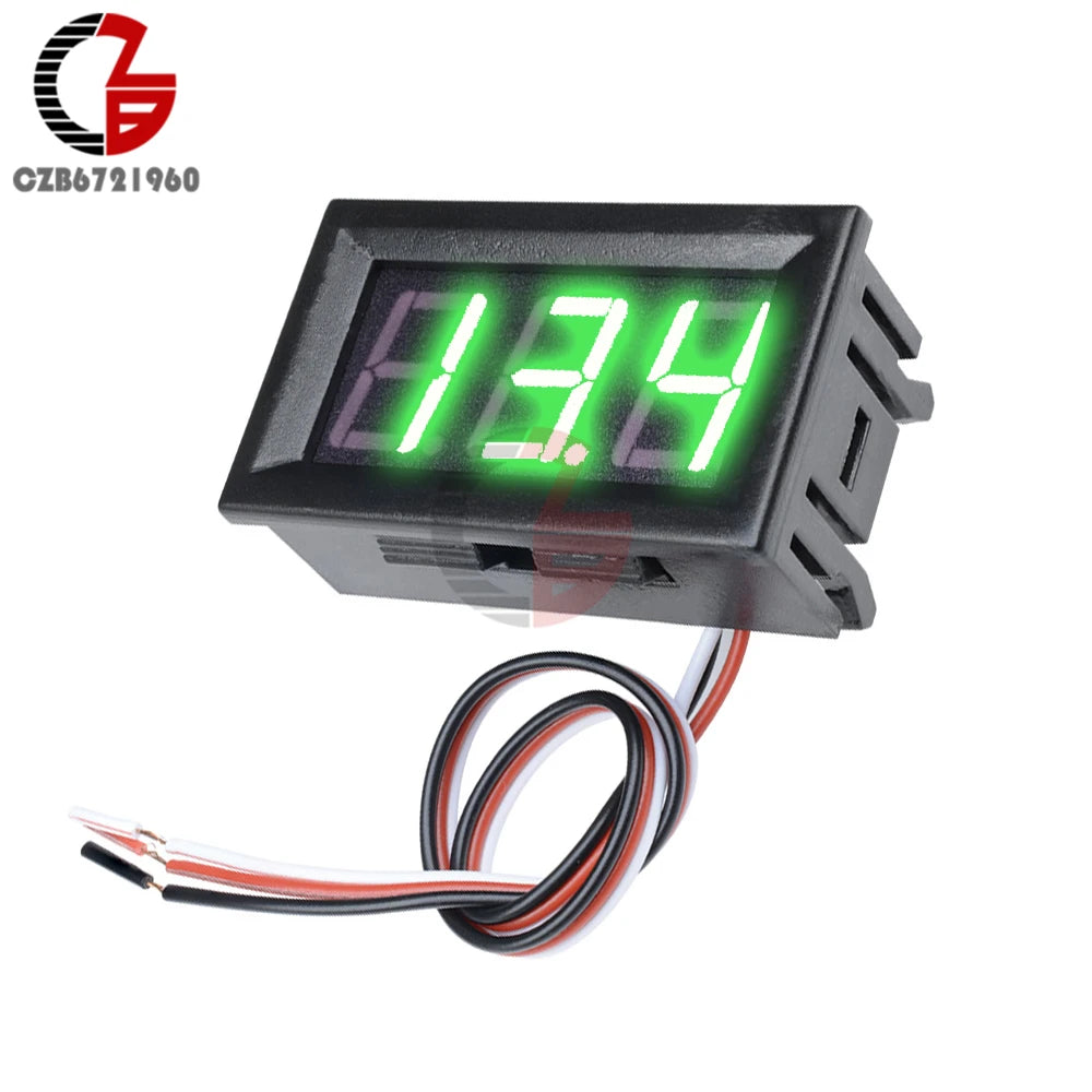 2 3 Wires 0.56" LED Digital Voltmeter Voltage Meter Car Motorcycle Volt Tester Detector DC 12V Capacity Monitor Red Green Blue