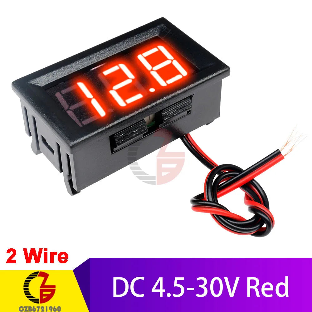 2 3 Wires 0.56" LED Digital Voltmeter Voltage Meter Car Motorcycle Volt Tester Detector DC 12V Capacity Monitor Red Green Blue