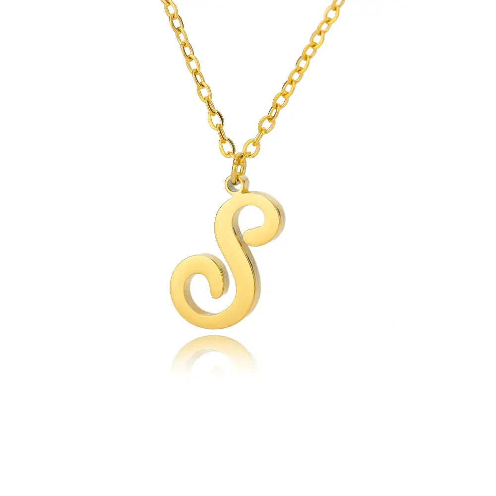 Dainty Initial Letter Necklaces For Women Gold Color Minimalist  Stainless Steel Initial Necklace Femme Wedding Jewelry Gift Smart_Life_Tech