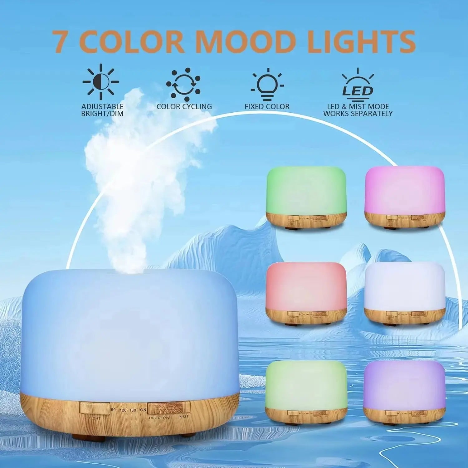 Air Humidifier Essential oil Diffuser 500ML Ultrasonic Cool Mist Maker Fogger USB Humidifier LED Lamp Aroma Diffuser Electric ﻿ Smart_Life_Tech