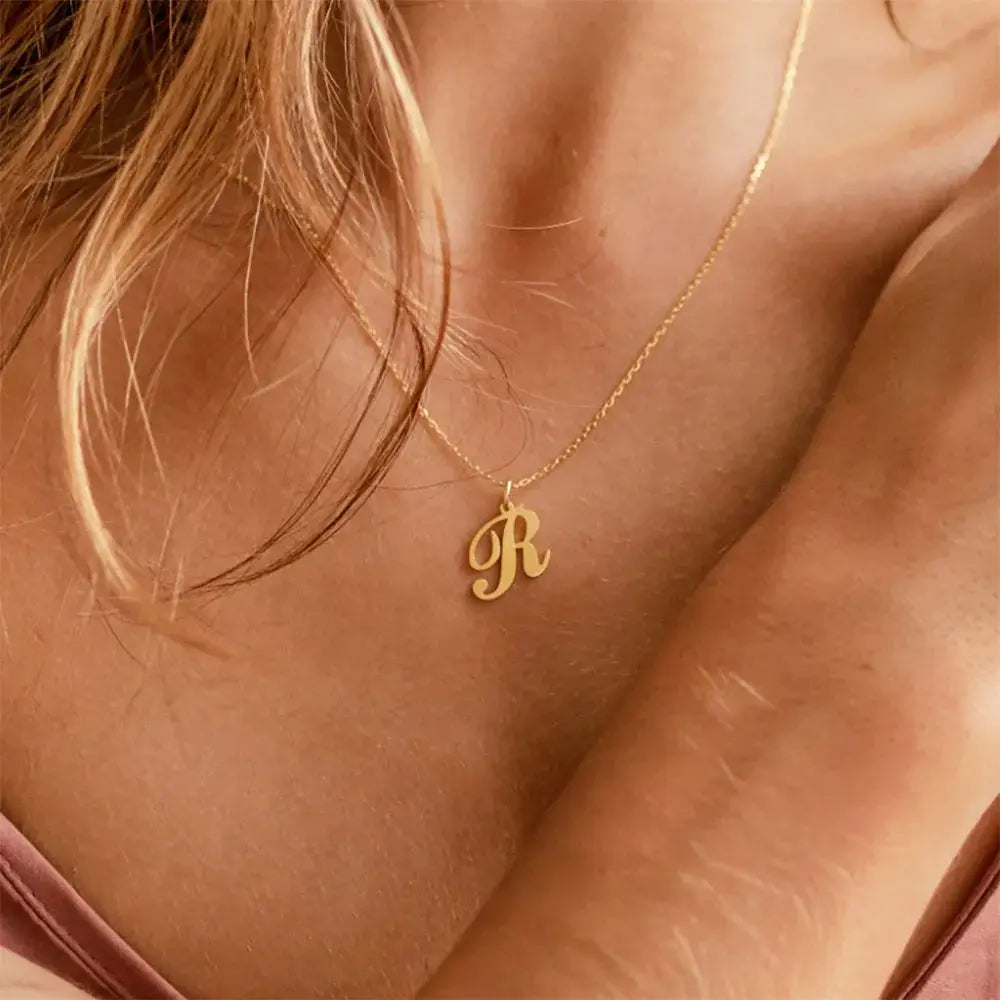 Dainty Initial Letter Necklaces For Women Gold Color Minimalist  Stainless Steel Initial Necklace Femme Wedding Jewelry Gift Smart_Life_Tech