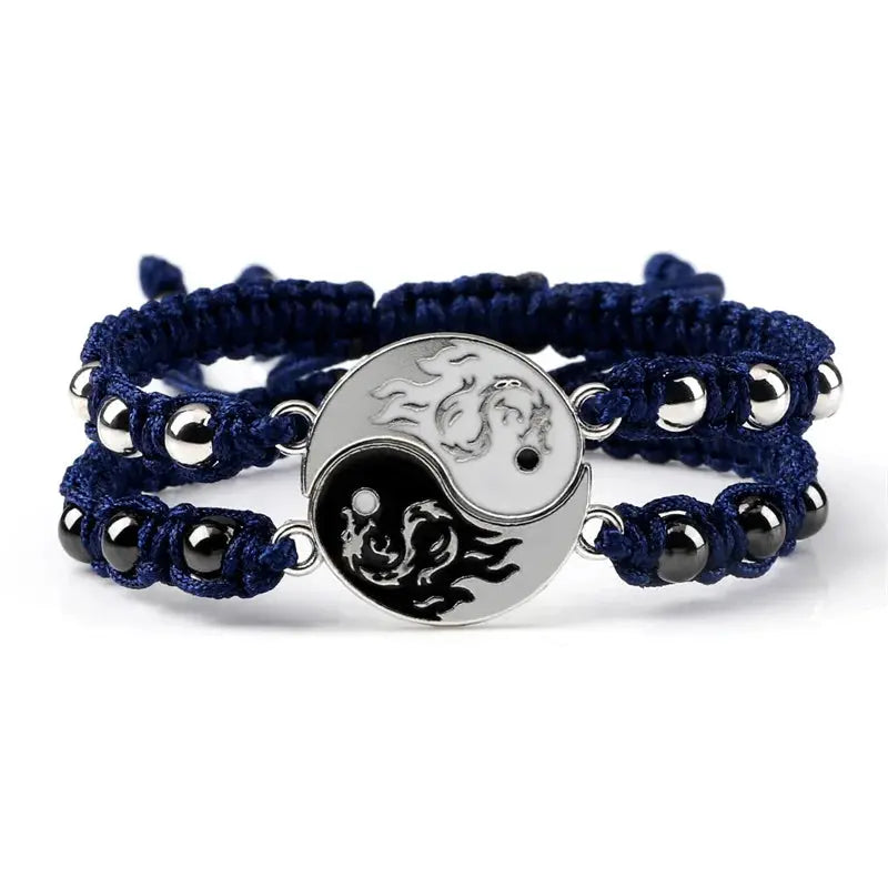 2Pcs/set Dragon Tai Chi Gossip Braided Bracelet for Women Men Best Friends Adjustable Yin Yang Bracelets Fashion Couple Jewelry Smart_Life_Tech