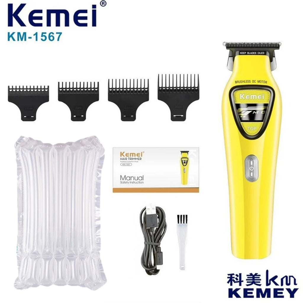 Kemei Hair Trimmers Professional Hair Clippers External Rotor Brushless Motor Hair Trimmers Adjustable Trimmer for Men KM-1566