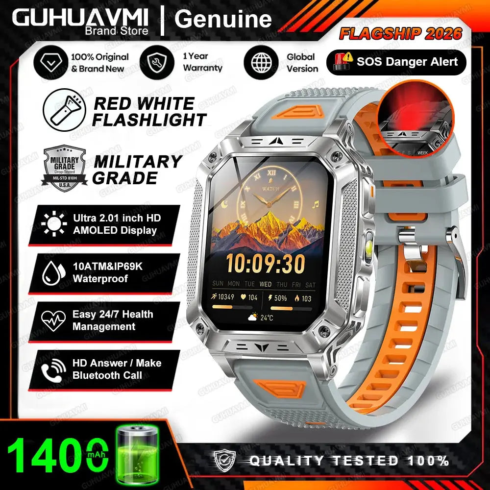 2026 New 1400mAh Big Battery Smart Watch Men Outdoor GPS Flashlight 10ATM Waterproof Bluetooth Call AMOLED HD Sports Smartwatch Smart_Life_Tech