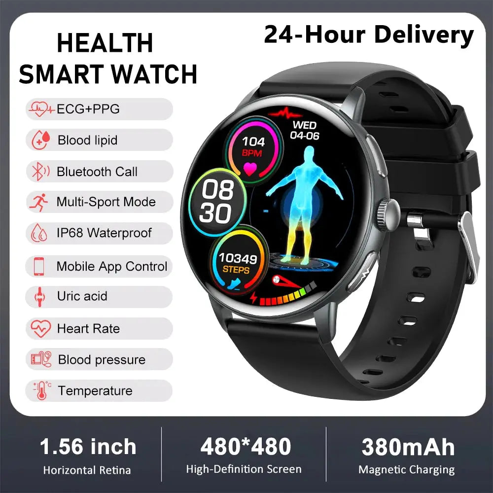 2026 New physical health Analysis Uric Acid Smart Watch Body Fat ECG+PPG BP Blood Oxygen HD Clock BT Call Smart Watch Men Women Smart_Life_Tech