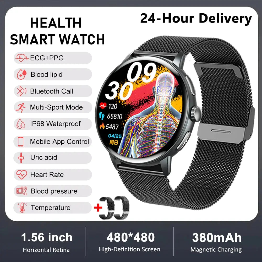 2026 New physical health Analysis Uric Acid Smart Watch Body Fat ECG+PPG BP Blood Oxygen HD Clock BT Call Smart Watch Men Women Smart_Life_Tech