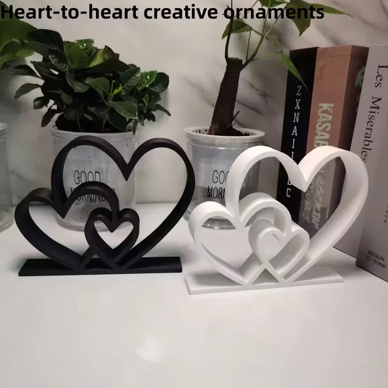 2026 New Heart-to-Heart Statue - Black & White Love Ornament, Desk & Bookshelf Decor, Valentine’s Gift, Home Decoration