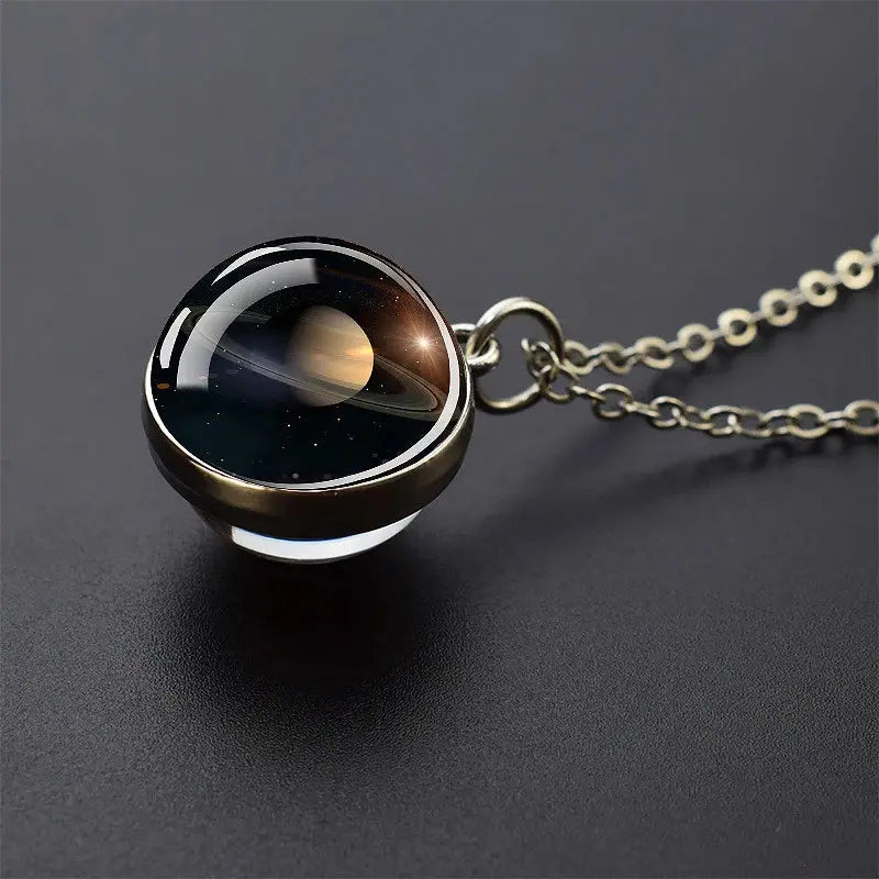 Funny Solar System Planet Necklace Moon Earth Saturn Jupiter Glass Button Pendant Necklace Universe Nebula Space Jewelry Smart_Life_Tech