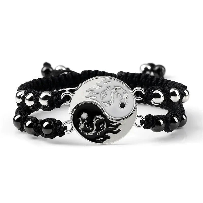 2Pcs/set Dragon Tai Chi Gossip Braided Bracelet for Women Men Best Friends Adjustable Yin Yang Bracelets Fashion Couple Jewelry Smart_Life_Tech