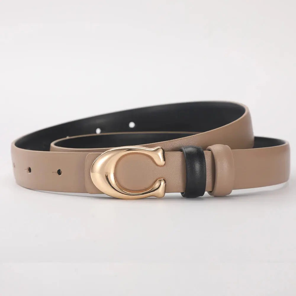 High-quality Women's Fashionable Belt C-shaped Buckle Smooth Buckle Temperament Double-sided Gift For Mother Using Belt Smart_Life_Tech