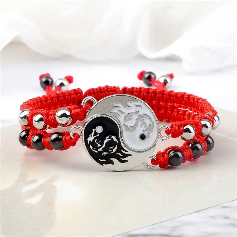 2Pcs/set Dragon Tai Chi Gossip Braided Bracelet for Women Men Best Friends Adjustable Yin Yang Bracelets Fashion Couple Jewelry Smart_Life_Tech