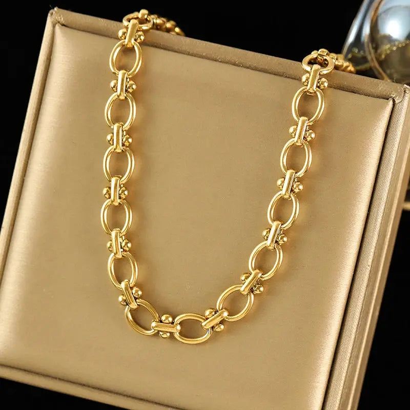 EILIECK 316L Stainless Steel Metal Chain Necklace For Women Fashion 18K Gold Plated Neck Chain Waterproof Jewelry Lady Gift Smart_Life_Tech