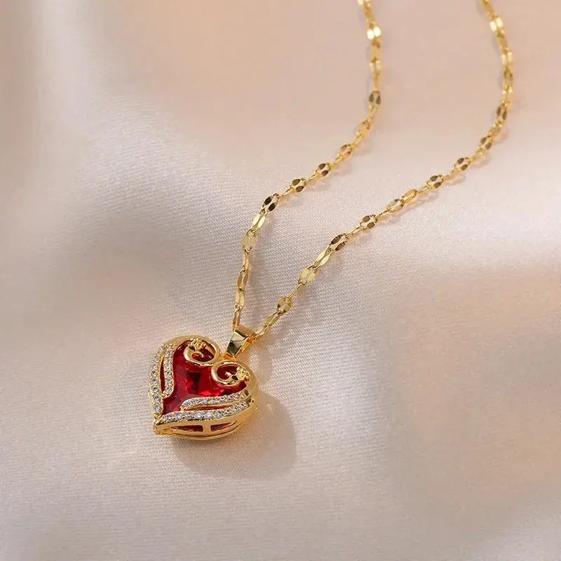 Fashionable and Luxurious Peach Heart Pearl Oyster Necklace, Personalized and Versatile Stainless Steel Clavicle Chain Smart_Life_Tech