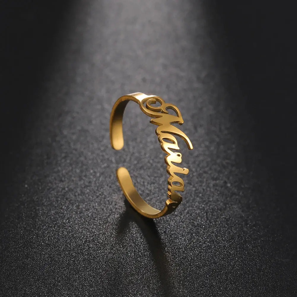 Custom Double First Name Finger Ring For Women Men Personalized Couple Family Gift Gold Color Stainless Steel Metal Jewelry Smart_Life_Tech