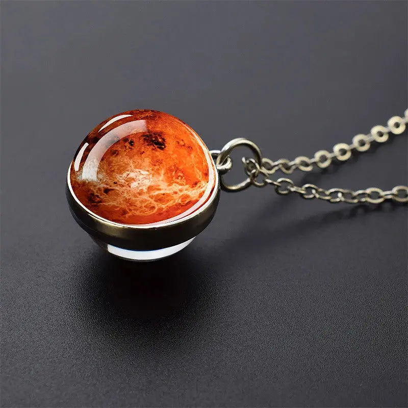 Funny Solar System Planet Necklace Moon Earth Saturn Jupiter Glass Button Pendant Necklace Universe Nebula Space Jewelry Smart_Life_Tech