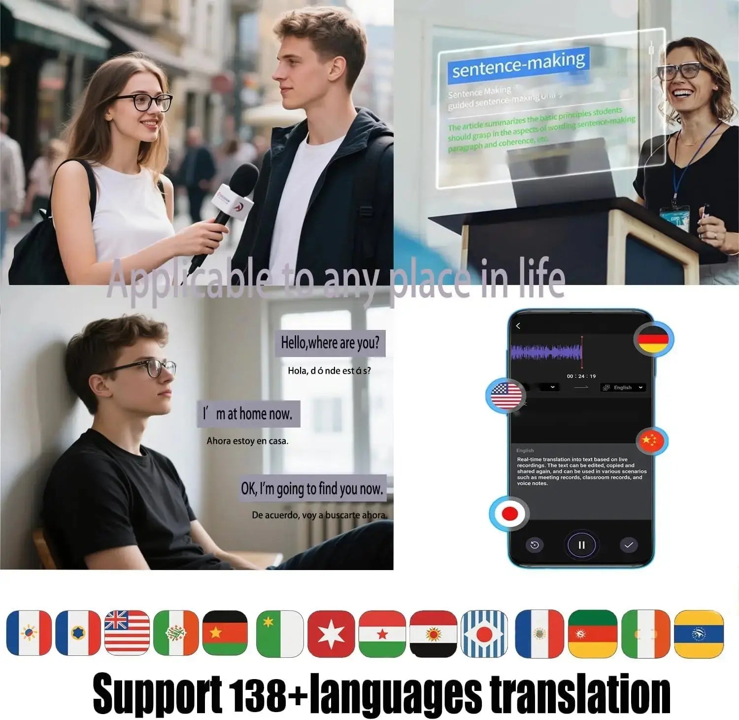 AI Translation Smart Glasses with photochromic lenses, support 160+ languages real-time translation Smart_Life_Tech
