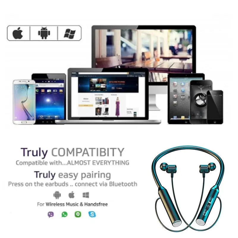 Wireless Bluetooth Earphones Neckband Headphones Gaming Stereo Sports Headset Halter Waterproof Magnetic Earbud with LED Display Smart_Life_Tech