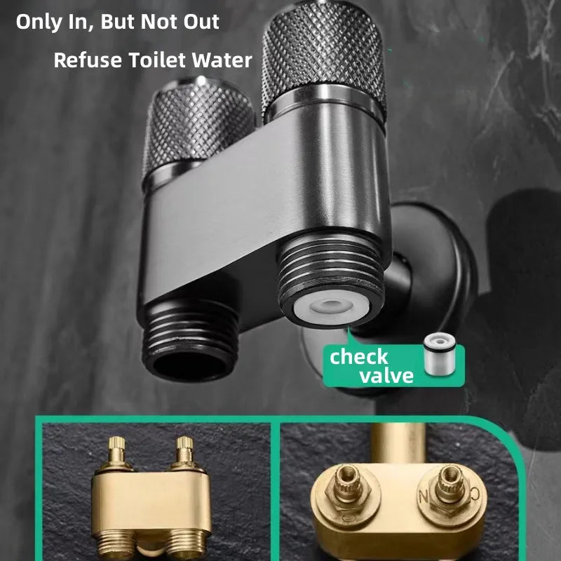 AOLEBEI Black Hygienic Shower Toilet Bidet Spray Gun Set with Dual Outlet Mini Angle Valve for Bathroom Accessories Smart_Life_Tech