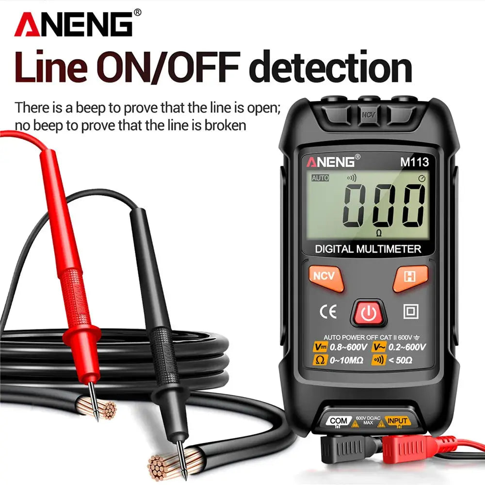 ANENG M113 Inteligent Multimeter 1999 Count Digital AC/DC Voltage Meter Ohm NCV Measuring Mini Instruments Electricity Test Tool Smart_Life_Tech
