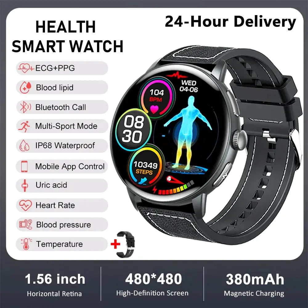 2026 New physical health Analysis Uric Acid Smart Watch Body Fat ECG+PPG BP Blood Oxygen HD Clock BT Call Smart Watch Men Women Smart_Life_Tech