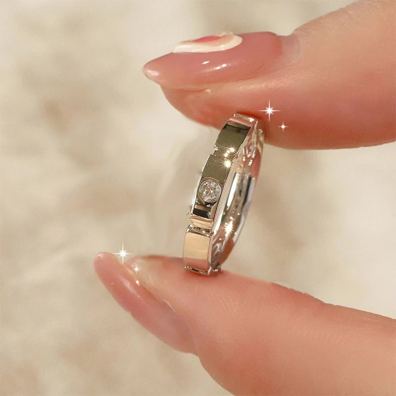 925 Sterling Silver Bow Couple Open Ring Wedding Proposal Ring Flash Diamond Men and Women Pair Ring New Fashion Jewelry Gift
