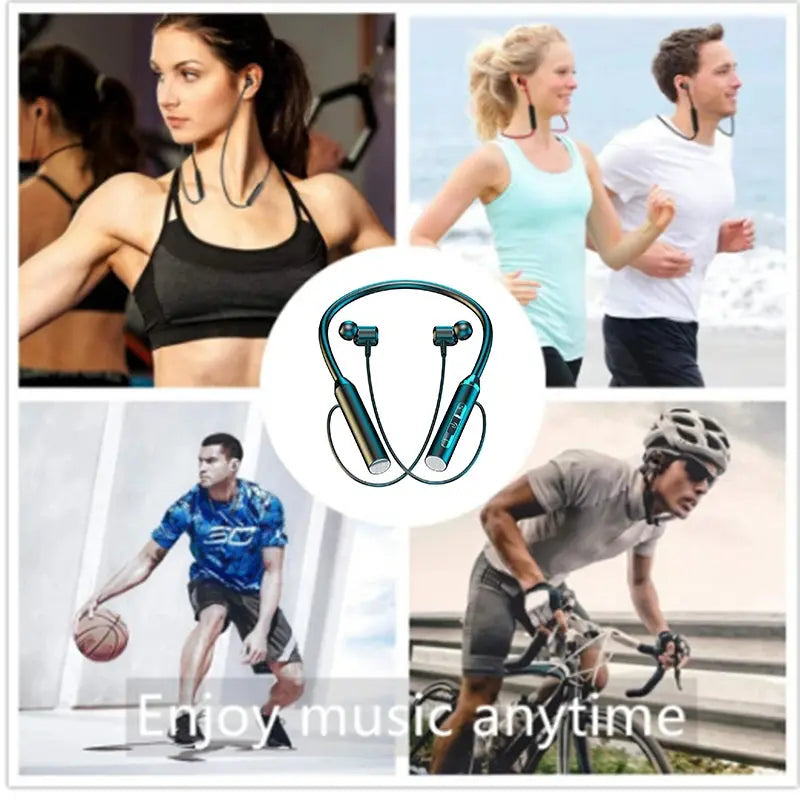 Wireless Bluetooth Earphones Neckband Headphones Gaming Stereo Sports Headset Halter Waterproof Magnetic Earbud with LED Display Smart_Life_Tech