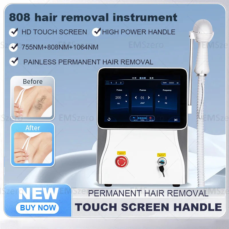 4500W Diode Laser Angel's Light Emerald Ice Platinum Cooling Head 3 Wavelengths 100J Permanent Painless Hair Removal Device