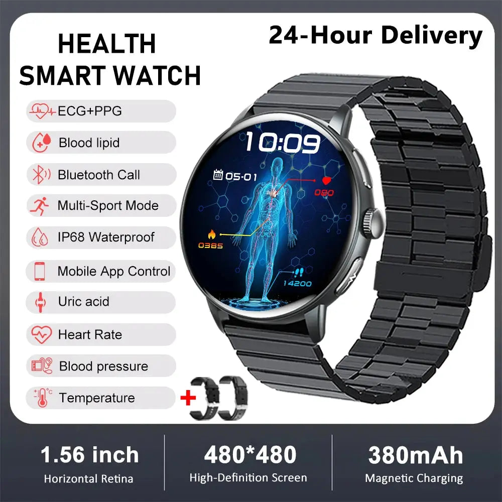 2026 New physical health Analysis Uric Acid Smart Watch Body Fat ECG+PPG BP Blood Oxygen HD Clock BT Call Smart Watch Men Women Smart_Life_Tech
