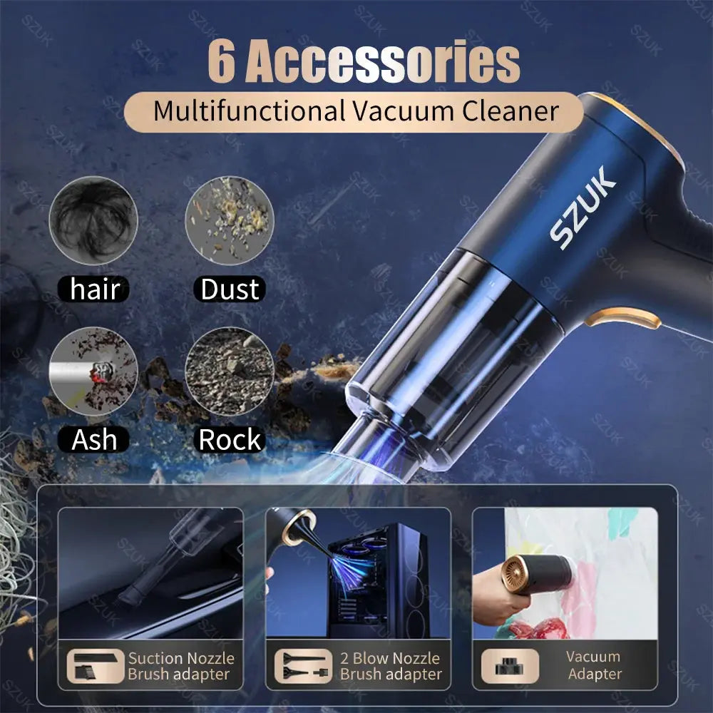 SZUK 2025 Car Vacuum Cleaner New Mini Vacuum Cleaner Strong Suction Wireless Portable Cleaner Handheld vacuum Cleaner for car Smart_Life_Tech