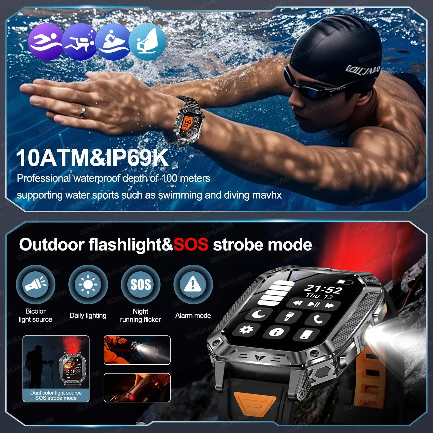2026 New 1400mAh Big Battery Smart Watch Men Outdoor GPS Flashlight 10ATM Waterproof Bluetooth Call AMOLED HD Sports Smartwatch Smart_Life_Tech