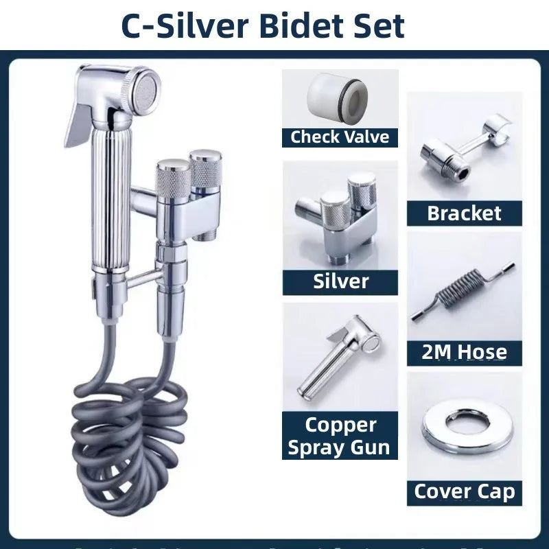 AOLEBEI Black Hygienic Shower Toilet Bidet Spray Gun Set with Dual Outlet Mini Angle Valve for Bathroom Accessories Smart_Life_Tech