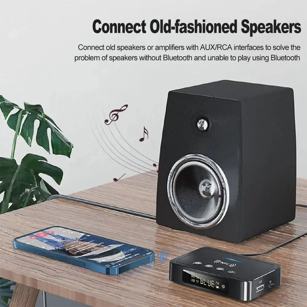 Bluetooth 6.0 Receiver Transmitter FM AUX 3.5mm RCA Fiber Coaxial TF U-Disk Playback Wireless Audio Adapter For TV Car Speaker Smart_Life_Tech