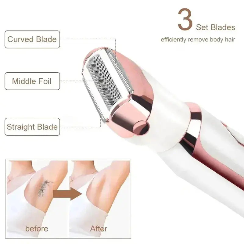 4 in 1 Electric Epilator Bikini Eyebrow Nose Women Lady Facial Hair Removal Trimmer Face Body Painless Female Shaver Depilator Smart_Life_Tech