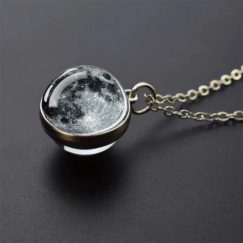 Funny Solar System Planet Necklace Moon Earth Saturn Jupiter Glass Button Pendant Necklace Universe Nebula Space Jewelry Smart_Life_Tech