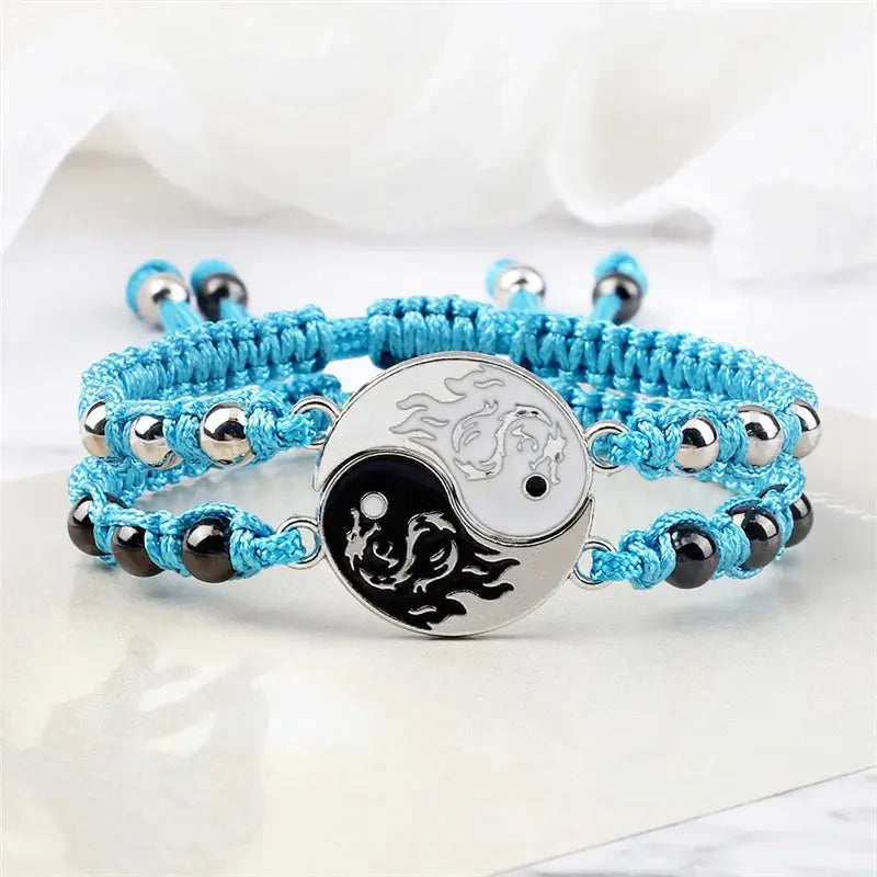2Pcs/set Dragon Tai Chi Gossip Braided Bracelet for Women Men Best Friends Adjustable Yin Yang Bracelets Fashion Couple Jewelry Smart_Life_Tech