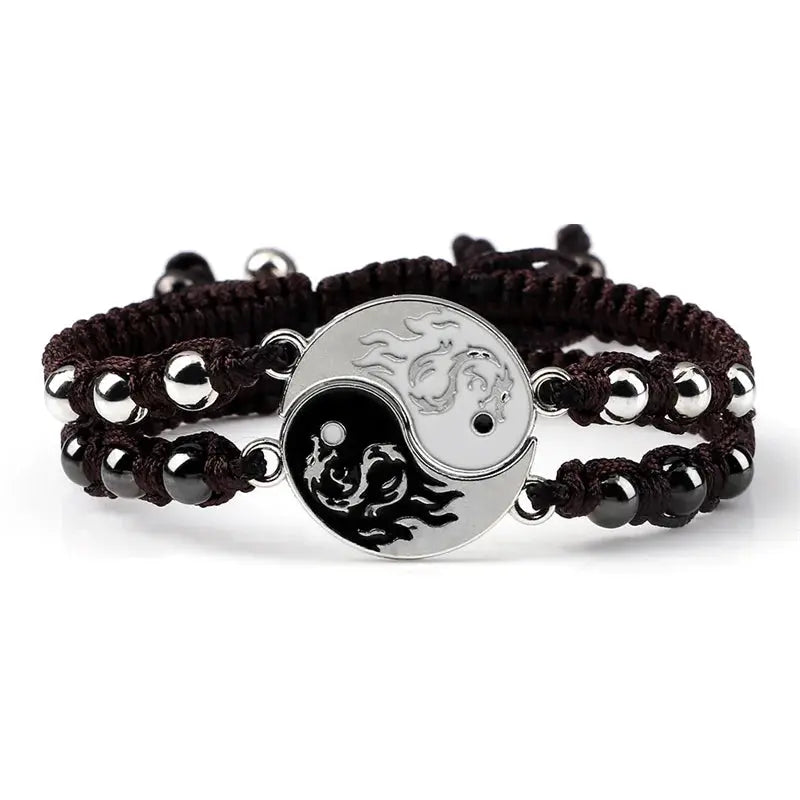 2Pcs/set Dragon Tai Chi Gossip Braided Bracelet for Women Men Best Friends Adjustable Yin Yang Bracelets Fashion Couple Jewelry Smart_Life_Tech