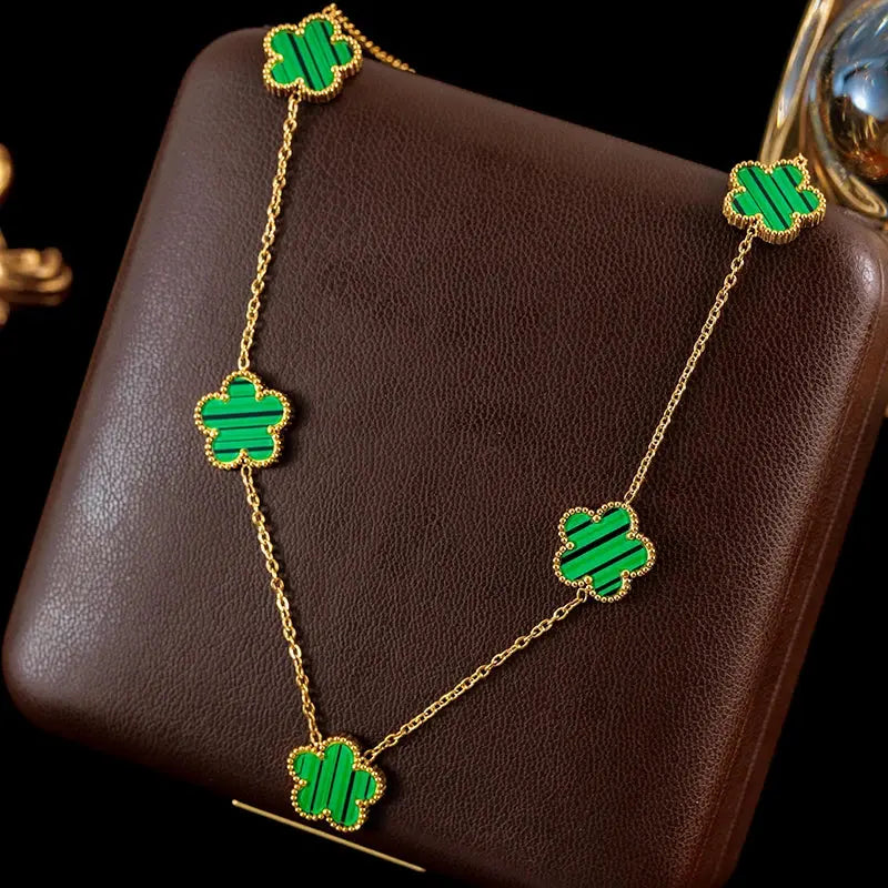 GANEMLY 316L Stainless Steel 4-Color Five Leaf Clover Flower Necklace Bracelet Earrings Set For Women New Waterproof Jewelry Smart_Life_Tech