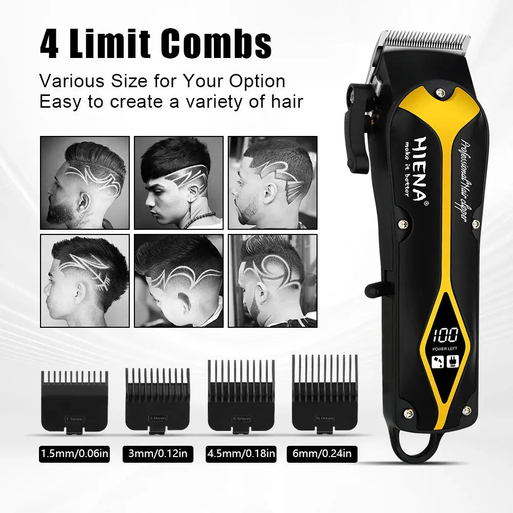 hiena Electric Hair Clipper Hair Cut Maching Wireless Trimmer men Professional Clipper Machine Rechargeable Hair Cut Smart_Life_Tech