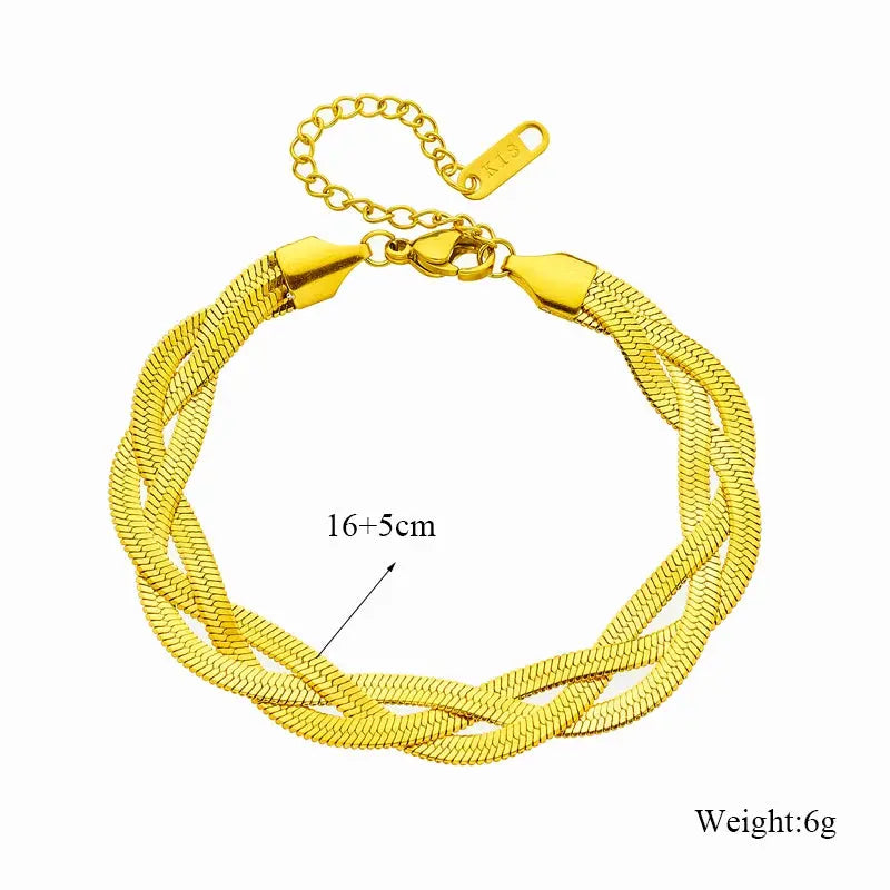 DIEYURO 316L Stainless Steel 3in1 Crossover Snake Chain Necklace Bracelets For Women Girl New Fashion Waterproof Jewelry Set Smart_Life_Tech