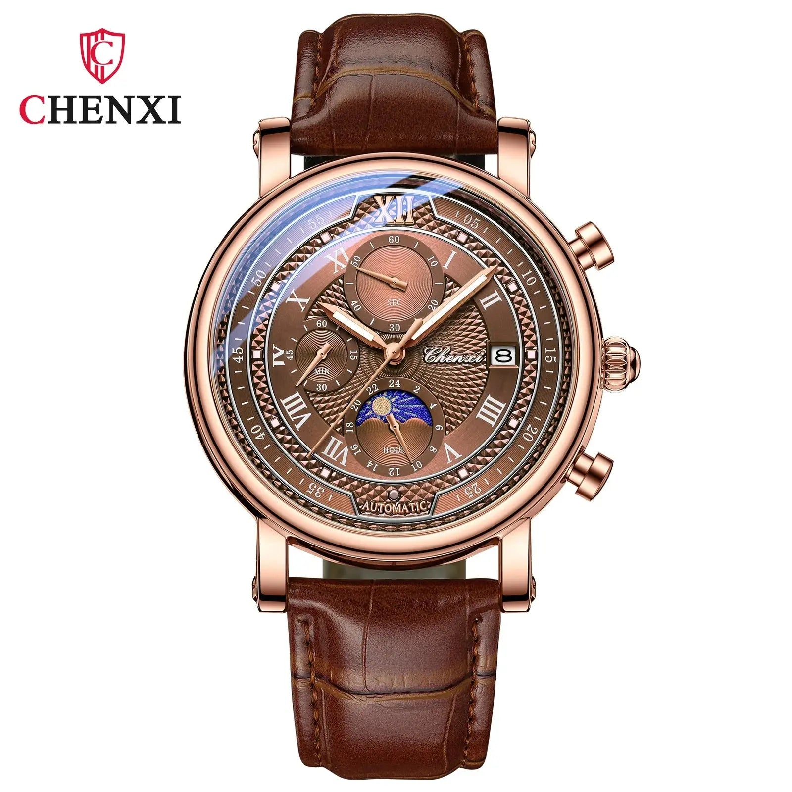Chenxi 976 Leather Chronograph Date Men's Phase Of The Moon Timing Business Luminous Quartz Watch Relojes para hombres Smart_Life_Tech