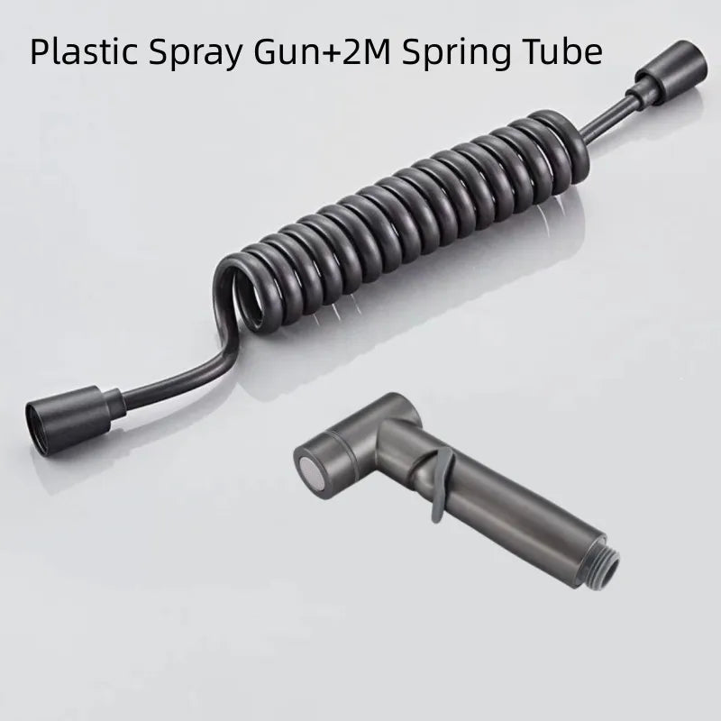 AOLEBEI Black Hygienic Shower Toilet Bidet Spray Gun Set with Dual Outlet Mini Angle Valve for Bathroom Accessories Smart_Life_Tech