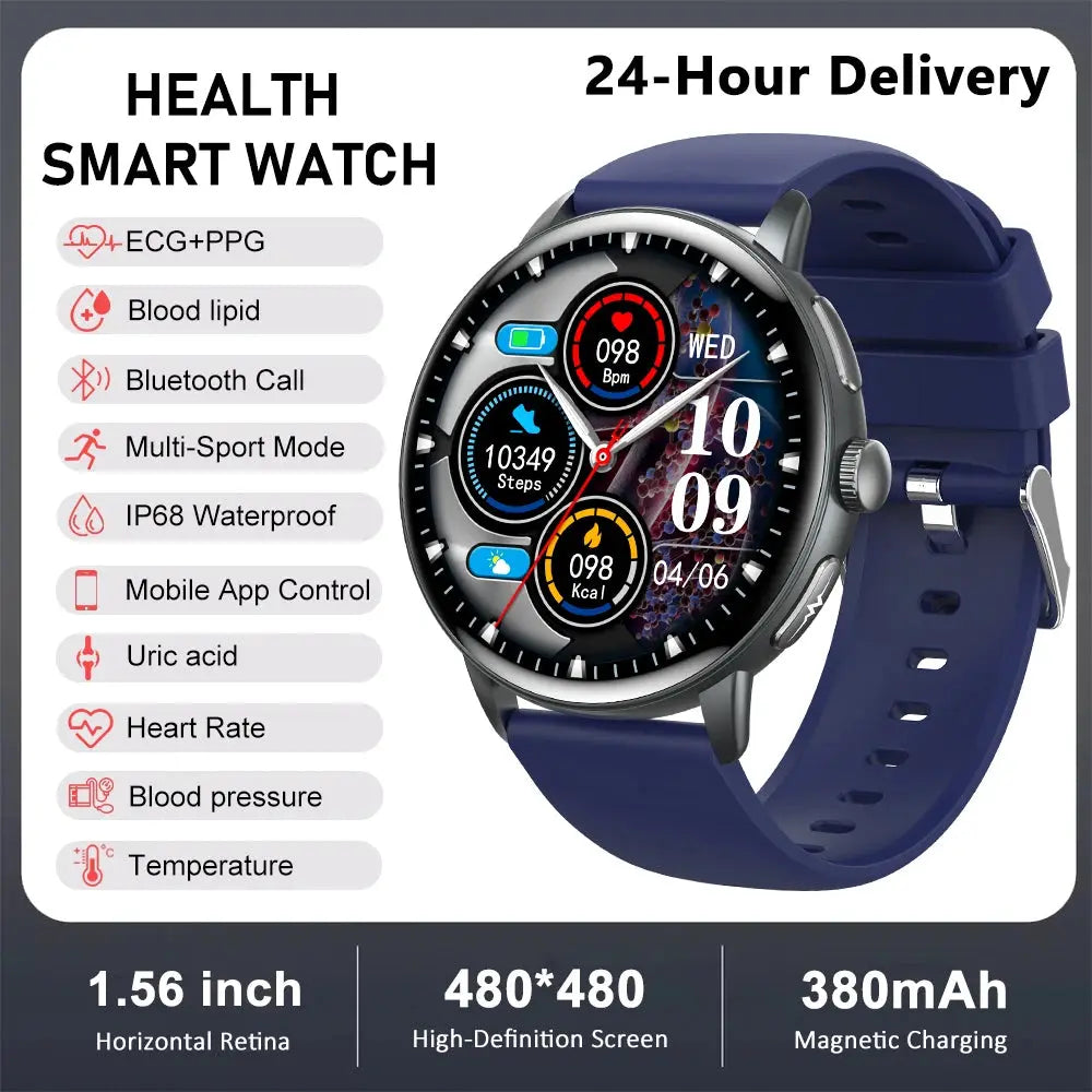 2026 New physical health Analysis Uric Acid Smart Watch Body Fat ECG+PPG BP Blood Oxygen HD Clock BT Call Smart Watch Men Women Smart_Life_Tech