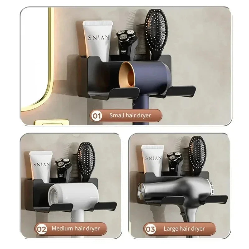 Hair Dryer Holder Wall Dryer Cradle Straightener Stand Hairdryer Organizer Box Toilet Blower Holder Shelf Bathroom Accessories Smart_Life_Tech
