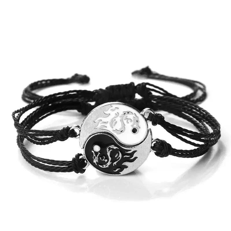 2Pcs/set Dragon Tai Chi Gossip Braided Bracelet for Women Men Best Friends Adjustable Yin Yang Bracelets Fashion Couple Jewelry Smart_Life_Tech