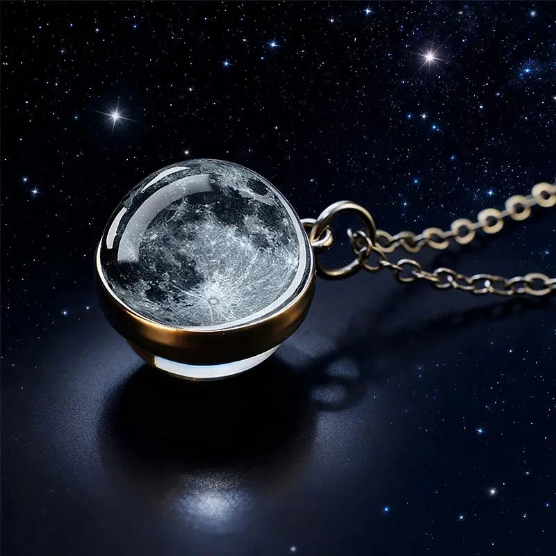 Funny Solar System Planet Necklace Moon Earth Saturn Jupiter Glass Button Pendant Necklace Universe Nebula Space Jewelry Smart_Life_Tech