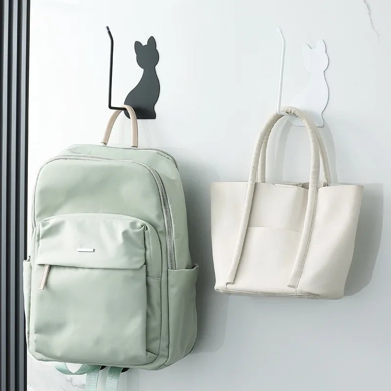 Cute cat shaped non perforated kitchen tissue holder cloth holder roll paper cling film wall mounted multi-purpose storage rack Smart_Life_Tech