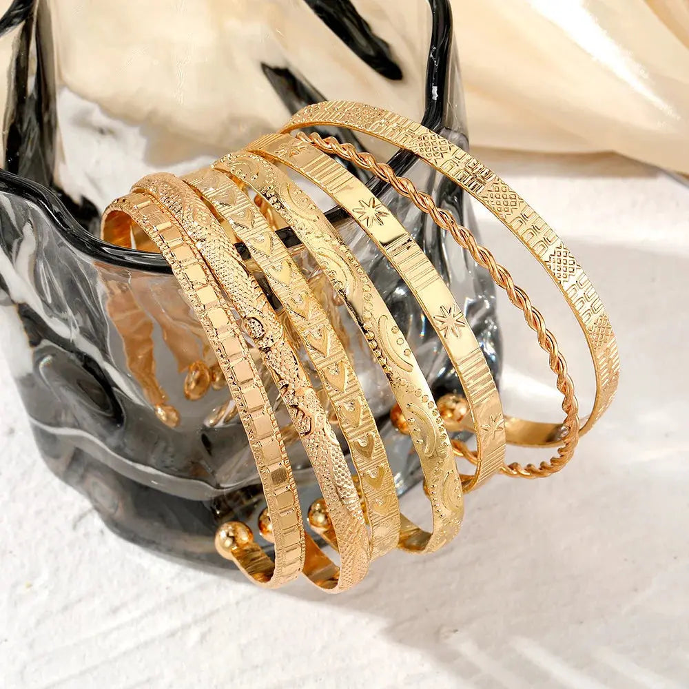 7 Pcs/Set Punk Gold Color Bracelets for Women SmartLifeTech